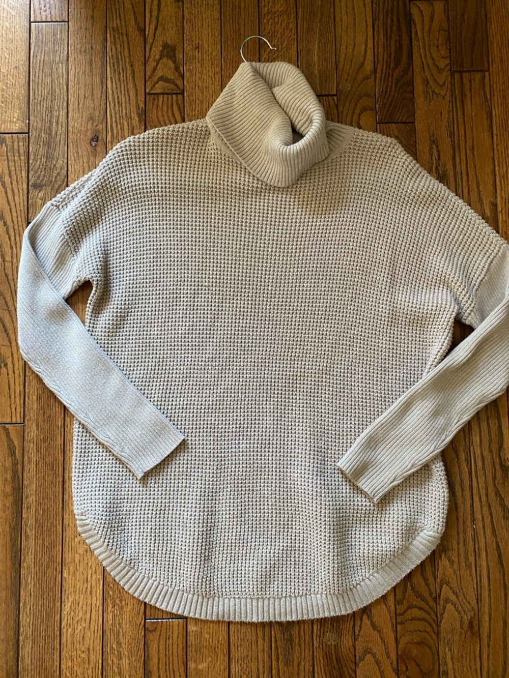 Michael Kors Cream Waffle-Knit Turtleneck Sweater